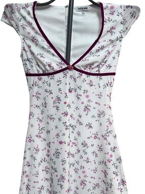 White and Pink Floral Minidress